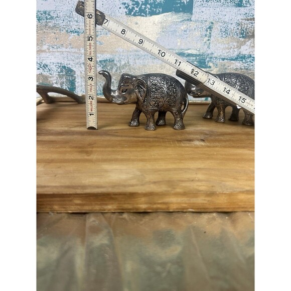 Vintage Set Of 2 Metal Elephant Lucky - Picture 5 of 6